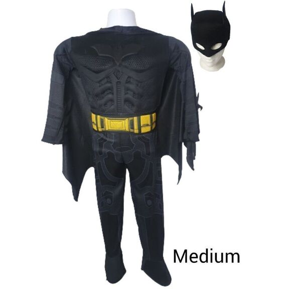 Batman Costume Boy's Medium Molded Chest Jumpsuit Cape Mask NWOT - Picture 1 of 7
